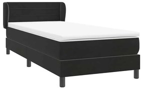 Κρεβάτι Boxspring με Στρώμα Μαύρο 90x210 εκ. Βελούδινο - Μαύρο