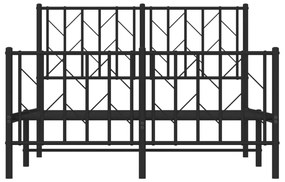 vidaXL Πλαίσιο Κρεβατιού με Κεφαλάρι&Ποδαρικό Μαύρο 120x200εκ. Μέταλλο