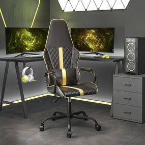 vidaXL Καρέκλα Gaming Μαύρο/Χρυσό από Συνθετικό Δέρμα