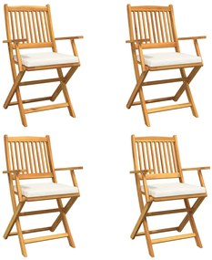 vidaXL Πτυσσόμενη Καρέκλα με μαξιλάρι 4 pcs Λευκό 49 x 57.5 x 92εκ