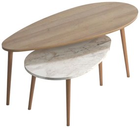 Coffee table Monty oak-beige marble 116x46x46cm 116x46x46 εκ.