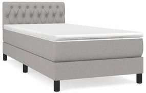 vidaXL Κρεβάτι Boxspring με Στρώμα Ανοιχτό Γκρι 100x200 εκ. Υφασμάτινο