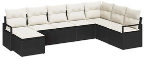 vidaXL Σετ Καναπέ Κήπου 8 pcs Μαύρο Πολυ ράταν