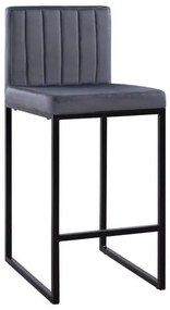 Σκαμπό Bar Piper Grey & Black HM8525.01 40x49x96Υ εκ. Σετ 2τμχ Βελούδο, Μέταλλο