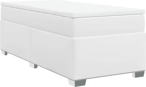 vidaXL Κρεβάτι Boxspring με Στρώμα Λευκό 90x190εκ. από Συνθετικό Δέρμα