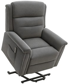 HOMCOM Πολυθρόνα Relax με υποβοήθηση ανύψωσης, τηλεχειριστήριο, υποπόδιο, ατσάλι, γκρι