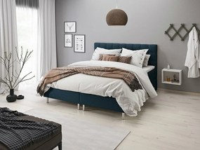 Κρεβάτι continental Seattle J138, Continental, Μονόκλινο, Μπλε, 90x200, Ταπισερί, Τάβλες για Κρεβάτι, 92x200x124cm, Στρώμα: Ναι | Epipla1.gr