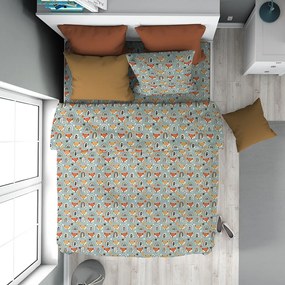 Παπλωματοθήκη Παιδική Fox 528 Pale Cyan DimCol Μονό 160x240cm 100% Βαμβάκι