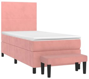 Κρεβάτι Boxspring με Στρώμα Ροζ 80 x 200 εκ. Βελούδινο - Ροζ