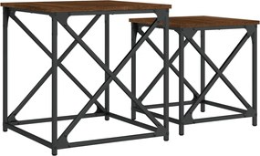 vidaXL Τραπεζάκια Ζιγκόν 2 τεμ. Καφέ Δρυς από Επεξεργασμένο Ξύλο