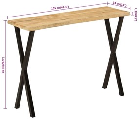 Τραπέζι Κονσόλα με Live Edge 105x33x76 εκ. Μασίφ Ξύλο Μάνγκο - Καφέ