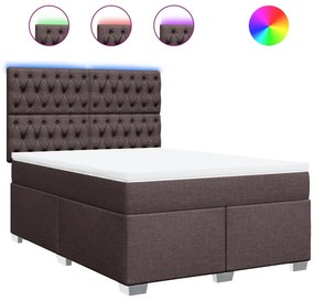 vidaXL Κρεβάτι Boxspring με Στρώμα Σκούρο Καφέ 140x200 εκ Υφασμάτινο