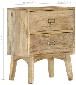 vidaXL Κομοδίνο 40 x 35 x 55 εκ. από Μασίφ Ξύλο Μάνγκο