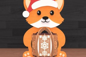 Σετ των 2 Intra απο ξύλο plywood 3mm-4mm πάχος - Fox Lantern Christmas Cut Laser Δίασταση 15x15 cm INTRAFABR-109337645