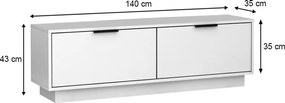 Έπιπλο τηλεόρασης Lisa Megapap χρώμα λευκό 140x35x43cm.