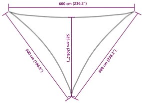 Πανί Σκίασης Τρίγωνο Καφέ 5 x 6 x 6 μ. από Ύφασμα Oxford - Καφέ