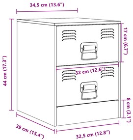 Κομοδίνα 2 τεμ. Λευκό 34,5 x 39 x 44 εκ. από Χάλυβα - Λευκό