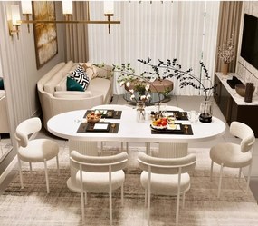 Stewehome Σετ Τραπεζαρίας με 6 Καρέκλες λευκό 80x160x83 cm