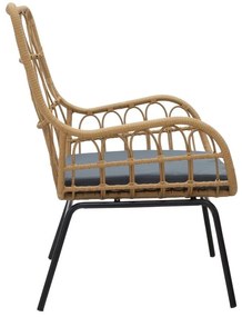 Σετ κήπου Naoki - Mabil 3 τεμ. pe rattan φυσικό - μαύρο μέταλλο 50x50x55 εκ.