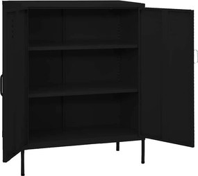 vidaXL Ντουλάπι Αποθήκευσης Μαύρο 80 x 35 x 101,5 εκ. Ατσάλινο