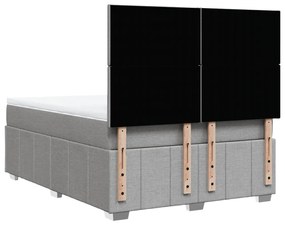 Κρεβάτι Boxspring με Στρώμα Ανοιχτό Γκρι 140x200 εκ. Υφασμάτινο - Γκρι