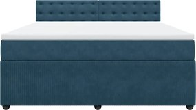 vidaXL Κρεβάτι Boxspring με Στρώμα Μπλε 180x200 εκ. Βελούδινο