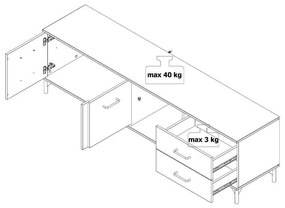 Έπιπλο TV Corsica 190 Flagstaff Oak - Μαύρο 190x42x53,5 εκ. 190x42x53.5 εκ.