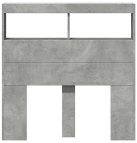 vidaXL Κεφαλάρι με Αποθηκ. Χώρο &amp; LED Γκρι Σκυρ. 100x17x102 εκ.