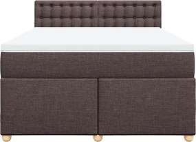 vidaXL Κρεβάτι Boxspring με Στρώμα Σκούρο Καφέ 140x190 εκ. Υφασμάτινο
