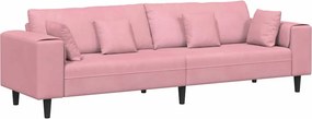 vidaXL Καναπές Ροζ 250 x 77 x 76 εκ. Βελούδο
