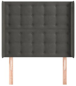 vidaXL Κεφαλάρι με Πτερύγια Σκούρο Γκρι 83x16x118/128εκ.Βελούδινο