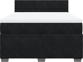 vidaXL Κρεβάτι Boxspring με Στρώμα Μαύρο 160x200 εκ. Βελούδινο