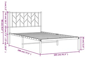 ΠΛΑΙΣΙΟ ΚΡΕΒΑΤΙΟΥ ΜΕ ΚΕΦΑΛΑΡΙ ΛΕΥΚΟ 100X190 ΕΚ. ΜΕΤΑΛΛΙΚΟ 374480