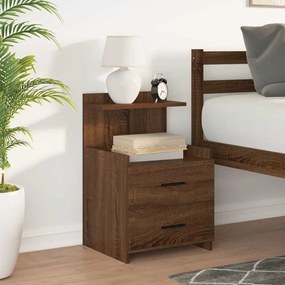 vidaXL Κομοδίνο με 2 Συρτάρια Καφέ Δρυς 40x36,5x62 εκ.