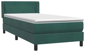 vidaXL Box Spring κρεβάτι με στρώμα σκούρο πράσινο 80x220εκ. Βελούδινο