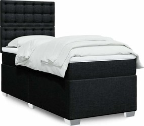 vidaXL Κρεβάτι Boxspring με Στρώμα Μαύρο 80 x 200 εκ. Υφασμάτινο