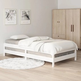 Κρεβάτι Στοιβαζόμενο Λευκός 90x200 εκ. από Μασίφ Ξύλο Πεύκου - Λευκό