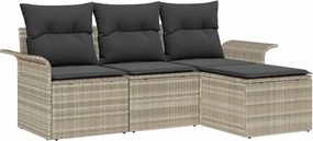 vidaXL Σετ Καναπέ με μαξιλάρι 4 pcs Γκρι συνθετικό ρατάν