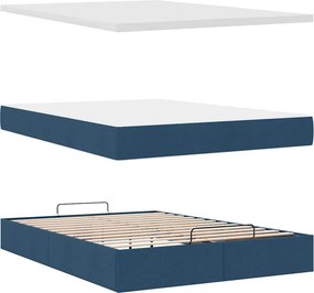 vidaXL Οθωμανικό κρεβάτι με στρώμα μπλε 140x200cm ύφασμα