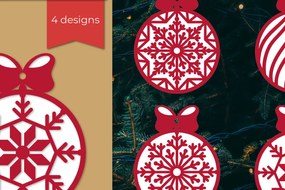 Σετ των 3 Intra απο ξύλο plywood 3mm-4mm πάχος 3D Χριστουγεννιάτικα Στολίδια Χριστουγεννιάτικα Δίασταση 8x8 cm INTRAFABR-106851897