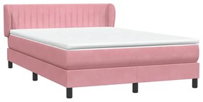 vidaXL Κρεβάτι Boxspring με Στρώμα Ροζ 160x210 εκ. Βελούδινο