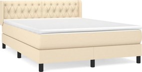 vidaXL Κρεβάτι Boxspring με Στρώμα Κρεμ 140x190 εκ. Υφασμάτινο
