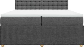vidaXL Κρεβάτι Boxspring με Στρώμα Σκούρο Γκρι 200x200 εκ. Υφασμάτινο