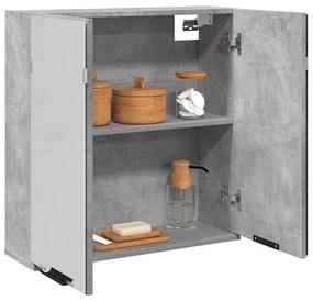 Καθρέφτης Μπάνιου Γκρι Σκυροδέματος 64x20x66,5 εκ. Επεξ. Ξύλο