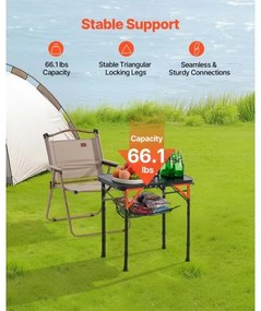 VEVOR 60cm Folding Portable Camping Table Aluminum Picnic Table Indoor Outdoor