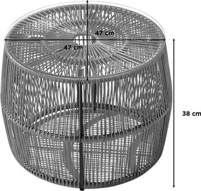 Τραπέζι Adela pakoworld pe wicker-γυαλί σε φυσική απόχρωση Φ47x38εκ