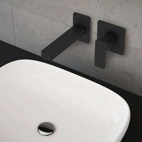 Μπαταρία νιπτήρος εντοιχισμού Eurorama Quadra 2 οπών-Μαύρο Ματ