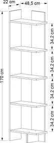 Βιβλιοθήκη Perla Megapap χρώμα λευκό 48x22x170εκ.