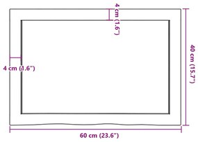 Πάγκος Μπάνιου 60x40x(2-4) εκ. από Ακατέργαστο Μασίφ Ξύλο - Καφέ