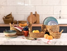 Stewehome μικρό πλεκτό ψάθινο καλάθι Καφέ 20x15 cm